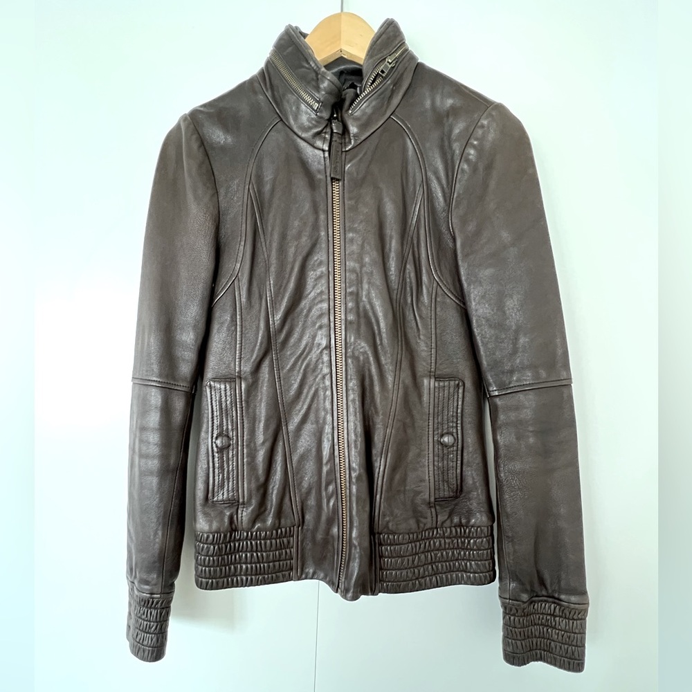 Brown Mackage for Aritzia leather moto jacket size small